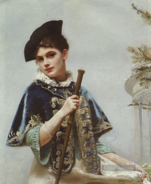 Gustave Werke - Ein Porträt einer edlen Dame Dame Porträt Gustave Jean Jacquet